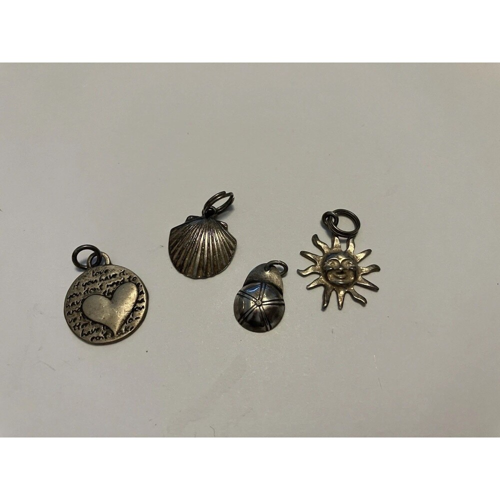 Lot of Sterling Silver 925 Charms Heart Shell Sun Hat Cap
